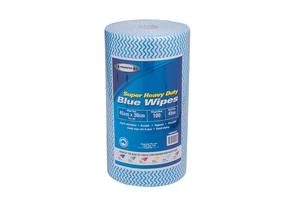 TRUWIPES TWS64B | Multipurpose Super Duty Blue Wipe Roll | 30cm X 45m